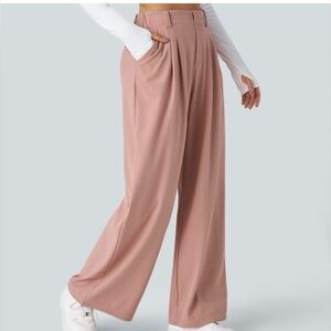 NWOT Halara Women's Pink waffle knit Wide-Leg work Pants